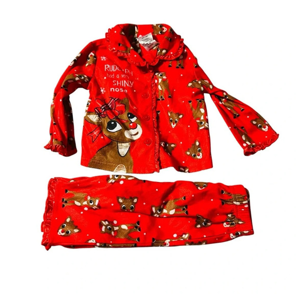 Rudolph the Red Nose Reindeer girls size 12 months 2 piece pajamas - Picture 1 of 3